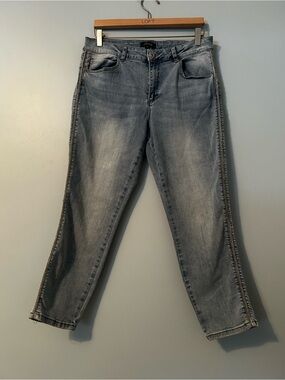 Charlie B size 14skinny leg jeans. Silver beading down outside seam.